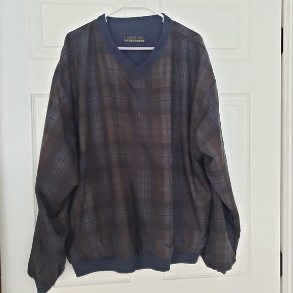 Forrester's Outerwear Reversible Golf Pullover Windbreaker V-Neck Navy/Plaid XXL - Picture 1 of 9